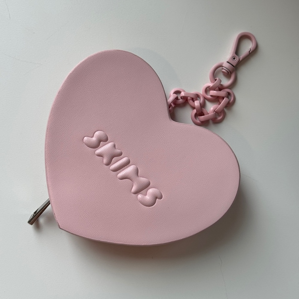 SKIMS Pink Heart Pouch Keychain